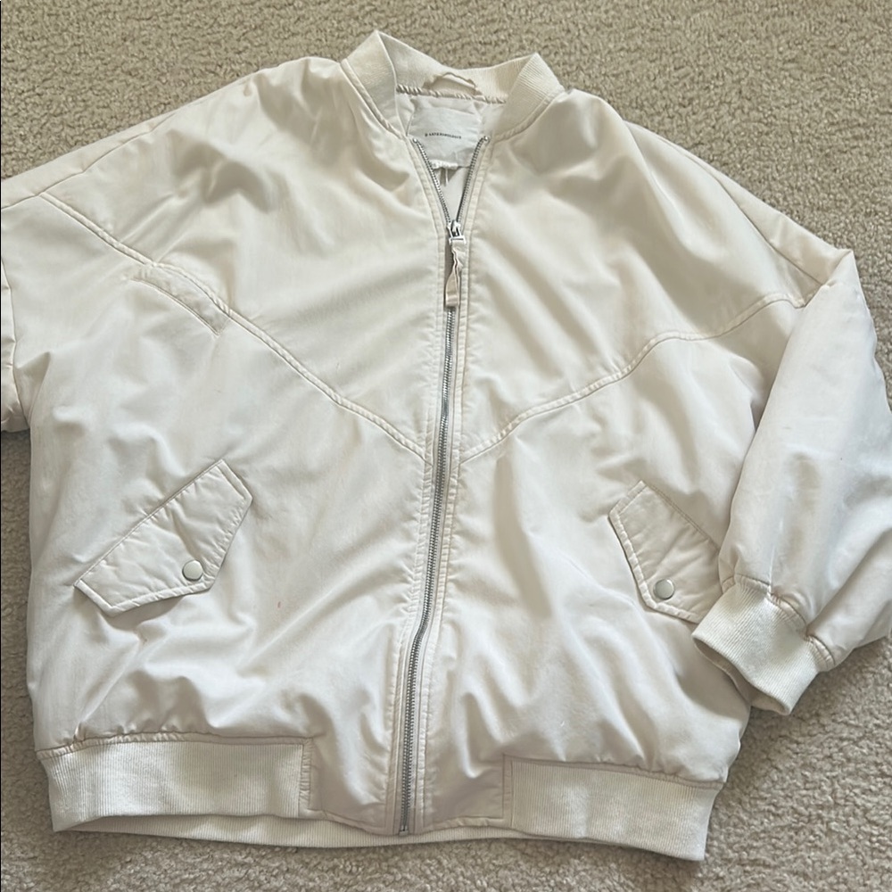 Anthropologie Cream Bomber Jacket